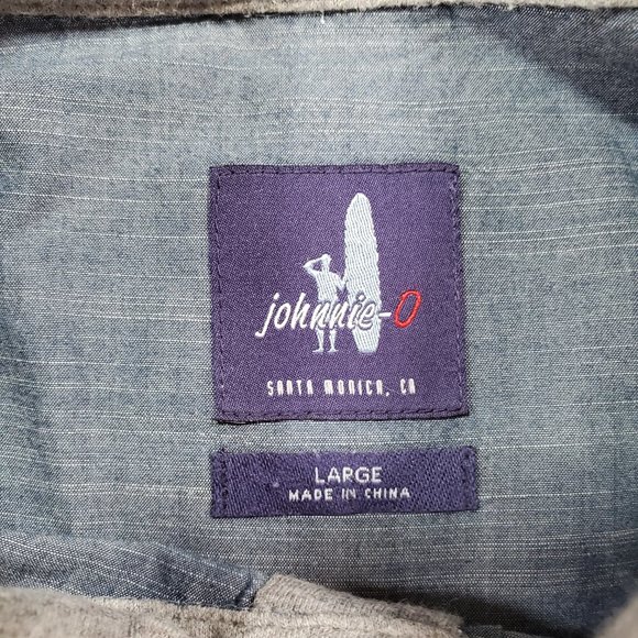 Johnnie-O Shirt Mens Large Chambray Tailored Fit Casual Button Up Coastal Preppy - Picture 2 of 14